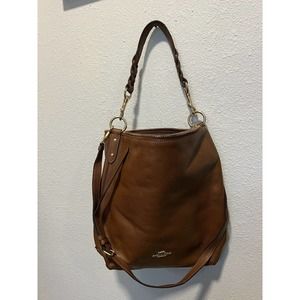Coach Leather Pebble Shoulder Bag Saddle Satchel Tote
